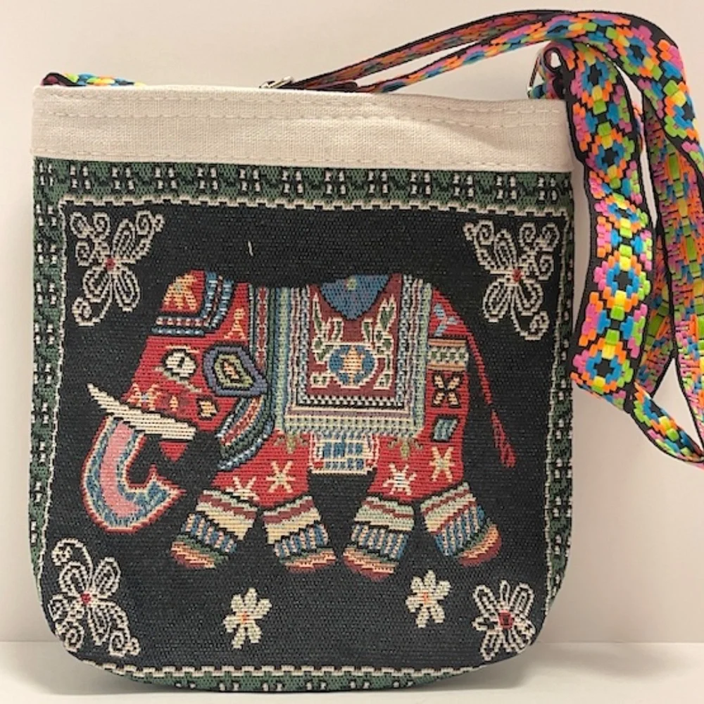 Women’s Ethnic Animal Red Elephant Small Cross‎ Body Bag Purse